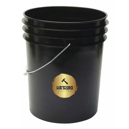 5 Gallon Food Grade Plastic Bucket, Open Head Pail with Handle, 12-3/8 in Diameter x 14-3/4 in Height (Black, 2 Pack) - color: Black, size: 2 Pack