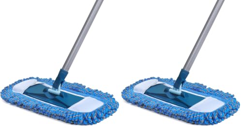 TrueYee Dust Mop for Hardwood Floors with 57" Long Handle Wet & Dry Mops for Catching Pet Hair and Dust Bunny Microfiber Dust Mops for Vinyl, Wood, Tile, Laminate Flooring (Pack of 2) - size: 57" Long Handle (Pack of 2)