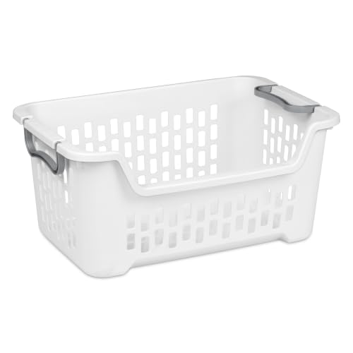 Sterilite 12 Pack Stacking Laundry Basket, 2 Bushel Clothes Hamper, White - size: 12-Pack