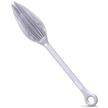 Smilo Silicone Baby Bottle Brush - Soft Touch Baby Bottle Cleaner with Flexible Twin Tip to get Cups, Glasses and Baby Bottles Extra Clean - Food-Grade Silicone, Dishwasher Safe & BPA-Free - Gray - color: Gray
