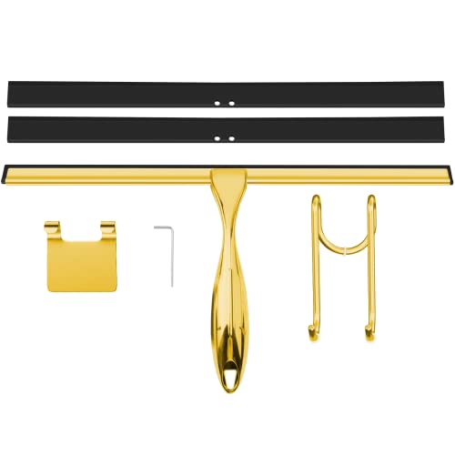 TOOVEM 14 Inch Shower Squeegee for Glass Doors, Window, Bathroom (Gold) - style: Gold 14 inch