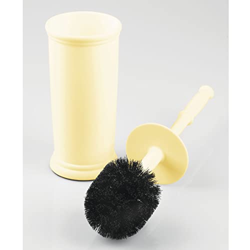 mDesign Toilet Bowl Brush and Holder - Covered Bathroom Brush - Standing Scrubber in Modern Holder - Space Saving, Deep Cleaning for Toilet - Hyde Collection - Light Yellow - color: Light Yellow, size: Pack of 1