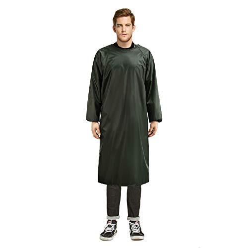 Surblue Waterproof Apron Long Sleeves,Smock Overalls for Lab Work,Cleaning,Work Shop,Dishwashing,Dog Grooming,Adults(Army Green) - color: Z-armygreen