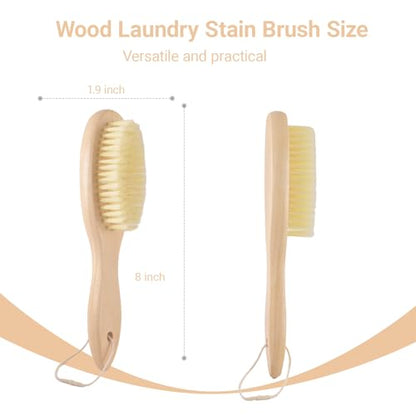 DXary 3 Pack Wood Laundry Stain Brush Very Soft Bristle Shoe Long Handle