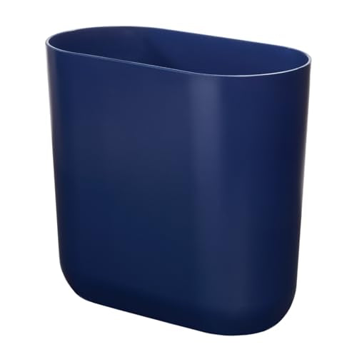 iDesign Small Slim Plastic Bathroom Trash Can, Navy Blue - color: Navy, style: Pack of 1