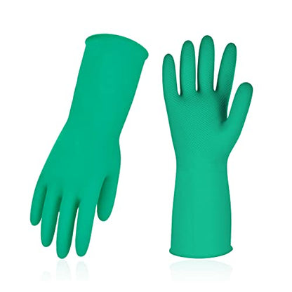 Vgo...Latex Reusable Household Gloves,Cleaning Gloves,Long Cuff (HH4601,XL) - color: Green, size: X-Large