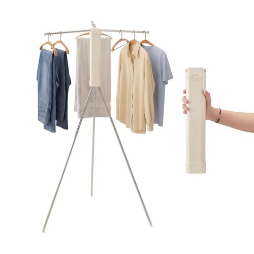 BIREN Foldable Clothes Drying Rack Tripod Clothes Rack Heavy Duty Clothing Racks Laundry Rack Drying for Travel, Camping, Hotel, Apartment, 3 Poles - size: 3 poles