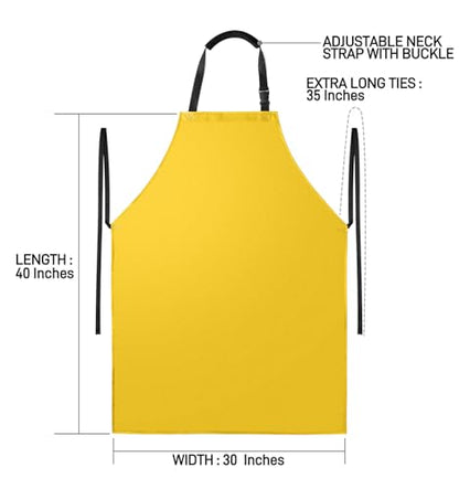 Waterproof Apron with Comfortable Adjustable Bib Rubber Vinyl Dishwasher Heavy Duty Apron for Men Women Dishwashing - color: Yellow