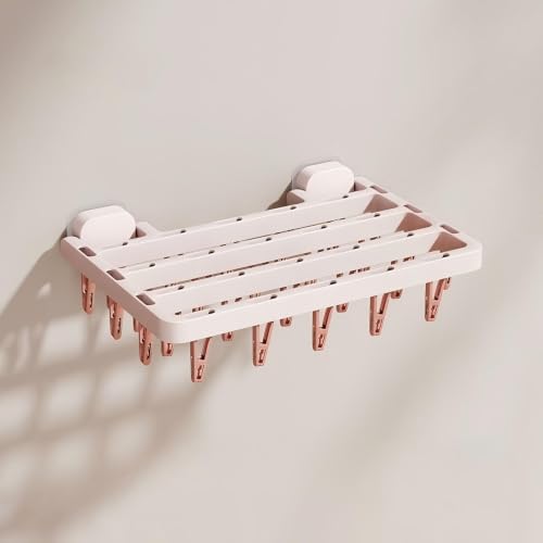 Wall Mounted Drying Rack with 26 Hidden Clips for Sock&Underwear-Pink 1Pack - color: Pink-1 Pack