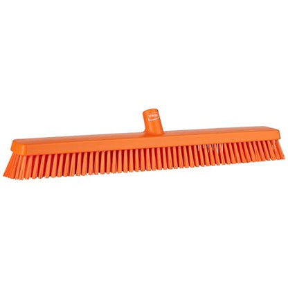Vikan 31957 24" Heavy-Duty Push Broom, Soft/Stiff, Orange - color: Orange