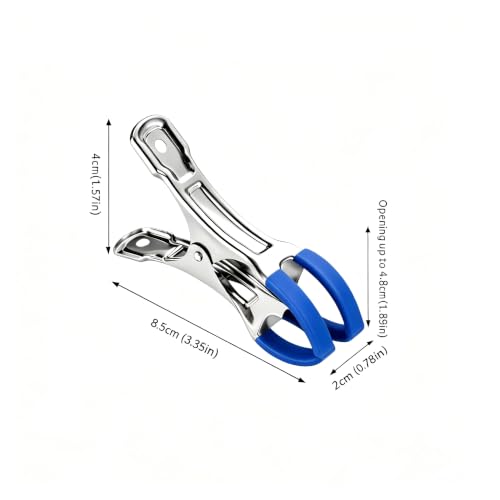 18 Pack 3.35 * 1.57 Inch Stainless Steel Clips, Multi-Purpose Clothespins for Laundry & Towels - color: Blue