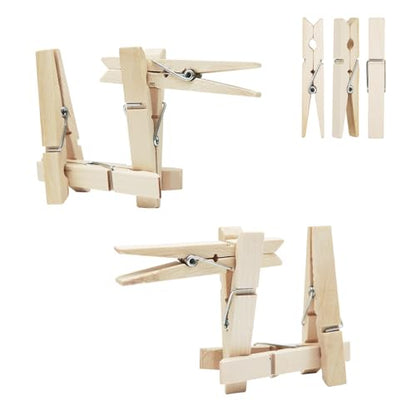 KTOJOY Wooden Clothes Pins,50 Pack, 2.9 Inch, Large Natural Birchwood Rust, Moisture Resistant Clothes Pegs, Heavy Duty Clothespins,Clothes Pins for Craft, Clips for Pictures