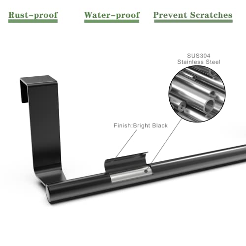 Towel Rack for Cabinet, Strong Steel Kitchen Over Cabinet Towel Bar Holder, 9" Wide - 2 Pack - Black - color: Black