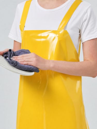 Molaxhome TPU Waterproof Apron Lightweight Oil-resistant Chef Apron - color: Yellow