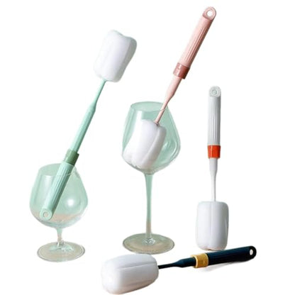 Dishwashing Foam Sponges Brush Telescopic Long Handle Scrubbing Brushes Clean Dishes, Sinks,Cookware,Coffee Glasses Pot Milk Cup Mugs Wine Bottle (4pcs) - size: 4 Sponge Brush