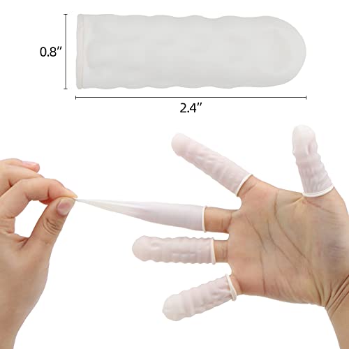 acDesign 300Pcs Finger Cots Medium Latex Finger Cots White Finger Protectors for Injured Finger,Cracked Finger,Sports - size: Medium
