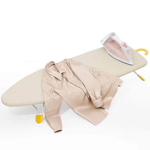 APEXCHASER Small Ironing Board Tabletop, Portable mini Table top Iron Board - color: Milk White