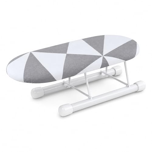 10.2-inch mini Ironing Board, Portable and Foldable Small Ironing Board, with a Cover, Suitable for Ironing Collars, Cuffs, Shoulders, and Corners (Black and white squares)