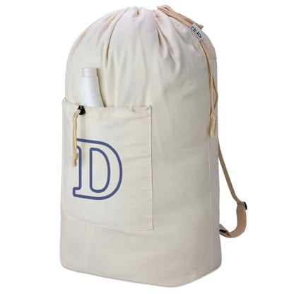 Laundry Bag Backpack Personalized Initial Canvas Laundry Bag, Letter D - color: Letter D, size: X-Large