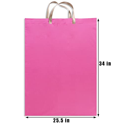 LOLOMLO Extra Large Canvas Laundry Bags with Handles & Drawstring Closure, Heavy Duty Tears Resistant Clothes Storage Travel Bags,25.5"x34",Hot Pink - color: Hot Pink