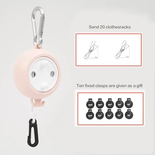 Portable Retractable Clothesline for Travel - Adjustable Stainless Steel Hooks, Compact Indoor/Outdoor Laundry Drying - color: Pink a