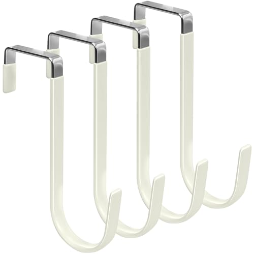 FYY Over the Door Hooks, Single-Hanger 4 Pack, Fits Doors 1 3/8" Beige - color: A Beige, size: Short, style: 4 Pack