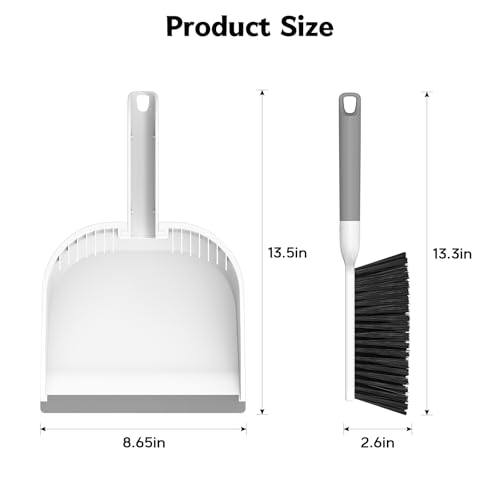 SetSail Small Dustpan and Brush Set with Teeth for Pet Hair Cleaning,White - color: White