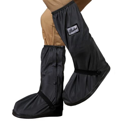 Waterproof Rain Boot Shoe Cover with Reflector Reusable & Foldable - color: Black, size: Medium