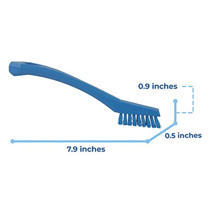 1/2 in W Detail Brush, Stiff, 5 1/2 in L Handle, 2 in L Brush, Blue, Plastic, 8 in L Overall - 1 Each - color: Blue