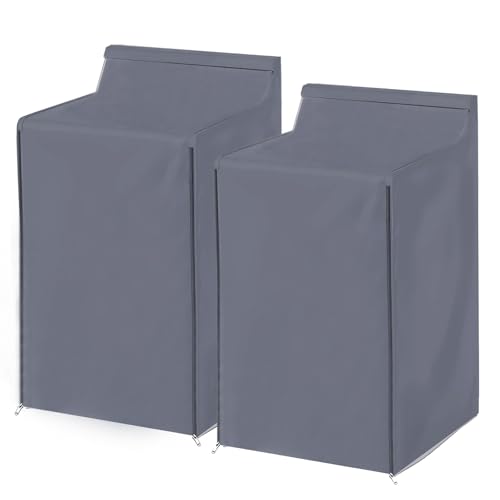 2Pack Washer and Dryer Covers Outdoor Washing Machine Cover for Top and Front Load 420D PU Waterproof Laundry Dryer Cover with Zipper and Storage Bag, W29”x D28”x H43”(Grey) - color: Grey, size: Pack of 2