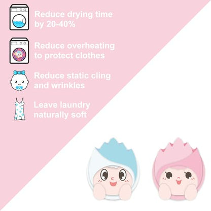 XL Organic Premium Reusable Wool Dryer Balls 6 Pack-100% New Zealand Wool,Reusable for 2000+ Loads,Natural Fabric Softener Ball,Hypoallergenic Baby Safe & Chemical Free to Reduce Sticky Wool - color: Blue&pink