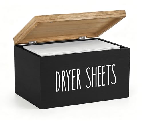 Dahey Dryer Sheet Holder, Laundry Wooden Container Holds 180 Sheets, Black - color: Black