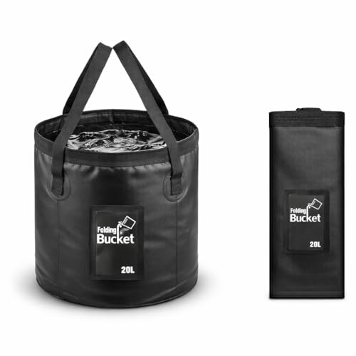 20L Collapsible Bucket, 5 Gallon Portable Folding (Black)