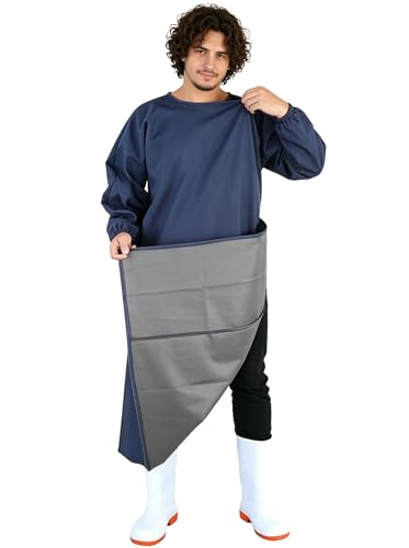 SUJAN Durable Waterproof Long Sleeve Apron Multi-Purpose Work Garment - color: Blue, size: length：49.2in