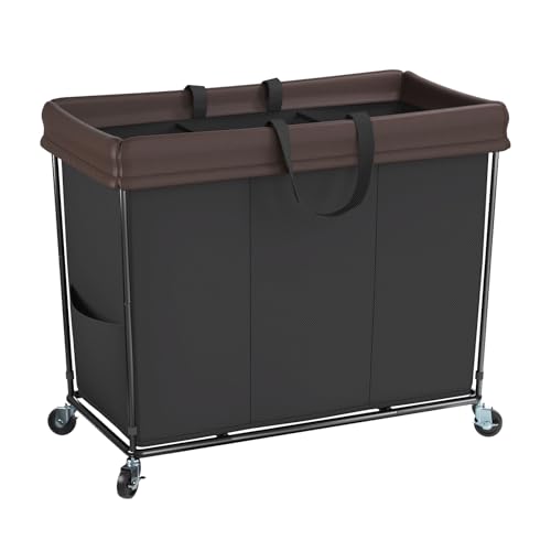 Large Laundry Hamper with Wheels, 320L Rolling Laundry Basket with Wheels - color: Black, size: 320L