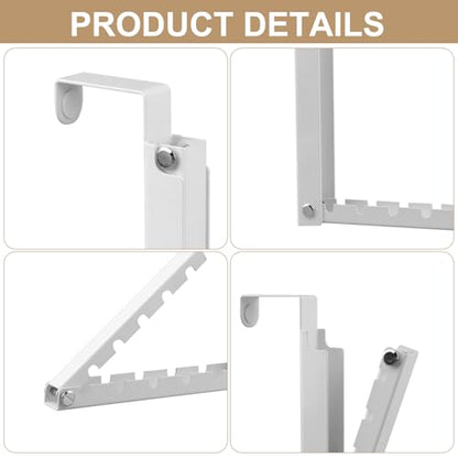 2-Packs Over the Door Hanger Hooks with Extra Anti-Slip Pads, No-Drill Door Hanger, Metal Folding Clothes Drying Racks for Laundry Room, Bathroom, Bedroom and Small Space