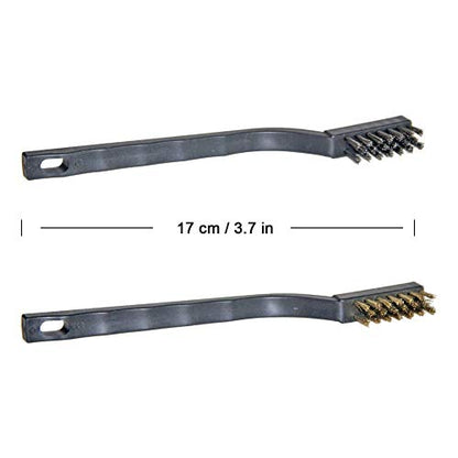 YiwerDer 12PCS Mini Wire Brushes, Stainless Steel & Brass Brush Set, Curved Handle Scratch Brush for Automotive, Cleaning Welding Slag and Rust - style: 12Pcs Wire Brushes Set