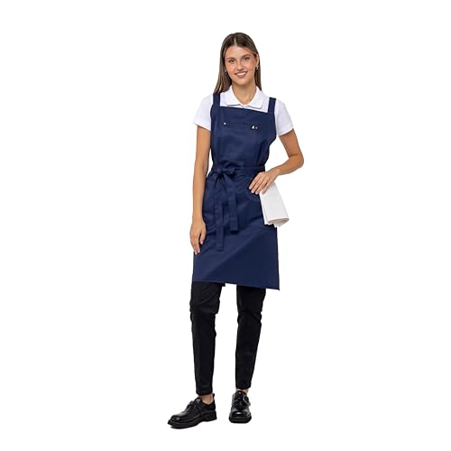 Aquasafe Water-Repellent Cross-Back Bib Apron - Unisex One Size - color: Blue