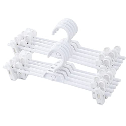 Pants Hangers, 10pcs Adjustable Clothes Hangers with Clips, Portable Drying Rack Travel Plastic Non-Slip Clothes Drying Hanger for Kids Or Adults Garments (White) - color: White