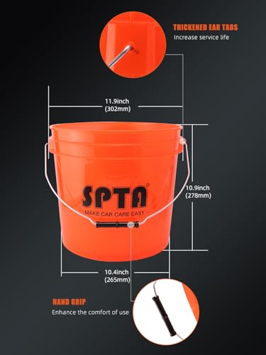 SPTA 29Pcs Car Wash Bucket Set, 15L Scratch Free Detailing Bucket with Car Wash Filter, Wash Mitt Sponge Towels Tire Detailing Brush Set, Exterior Interior Car Detailing Set, Complete Car Care Tools - size: 15L