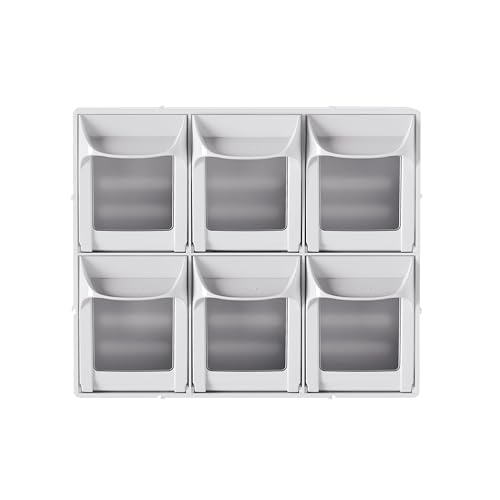 Simply Tidy 6-Drawer Tip-Out Storage Bin - Wall-Mountable & Stackable Clear Front Drawer Organizer for Beads, Buttons, Stickers & Small Craft Supplies, 1 Pack