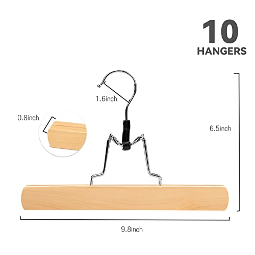 Nature Smile Wooden Pants Skirt Hangers, Smooth Finish Solid Wood Non Slip Jeans Slack Clamp Hangers Hair Extension Hangers (10 Pack Natural)… - color: Natural