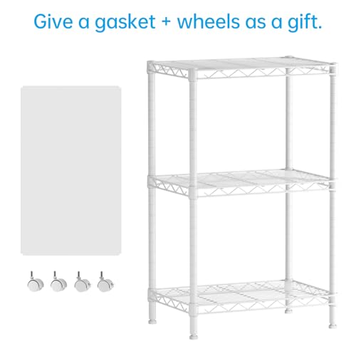 SINGAYE Small Shelves Kitchen Storage Shelf Wire Shelving Metal Adjustable - color: White, size: 3 Tier 11.6"Dx17.6"Wx30"H