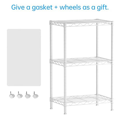 SINGAYE Small Shelves Kitchen Storage Shelf Wire Shelving Metal Adjustable - color: White, size: 3 Tier 11.6"Dx17.6"Wx30"H