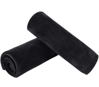 SINLAND Microfiber Facial Cloths Fast Drying Washcloth 12inch x 12inch Absorbent Face Wash Cloth Soft Makeup Remover Cloths - color: Black-1, size: 1 Count (Pack of 2)