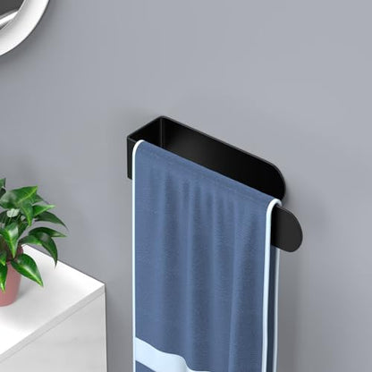HUFEEOH Hand Towel Holder, Black Hand Towel Bar, Stainless Steel Self Adhesive Bathroom Towel Bar Stick on Wall (Pack of 2) - color: Black, size: 8 Inch (Pack of 2)