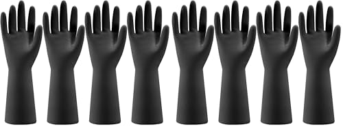 Bamllum 4 Pairs Rubber Kitchen Dishwashing Gloves - Reusable Household Cleaning Gloves for Washing Dishes and Cleaning Tasks, Flexible Long-lasting and Non-Slip (Large, Black) (Pack of 2) - size: Large (Pack of 2)