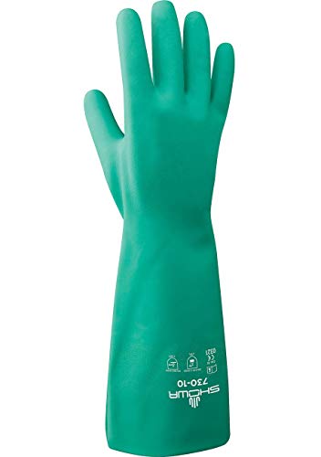 SHOWA 730 Chemical Resistant Glove, 15-mil Nitrile, X-Small, 12-Pack - size: X-Small, style: 12-pack
