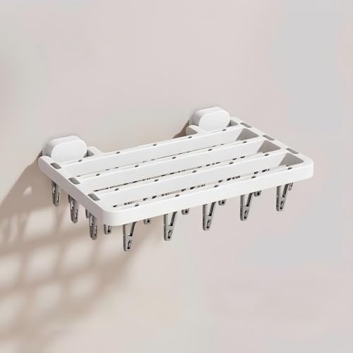 Wall Mounted Drying Rack with 26 Hidden Clips for Sock&Underwear-White1Pack - color: White-1 Pack