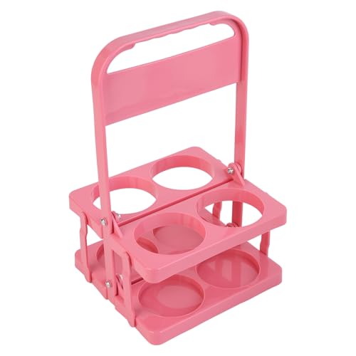 musbus Reusable Drink Carrier with Handle for Delivery Drivers, Portable Cup/Coffee Holder Accessories for Delivery, Foldable Drinks Caddy with Tray, Car Durable Plastic Festive Bottle, Vacation - color: Pink, size: 4 CUP